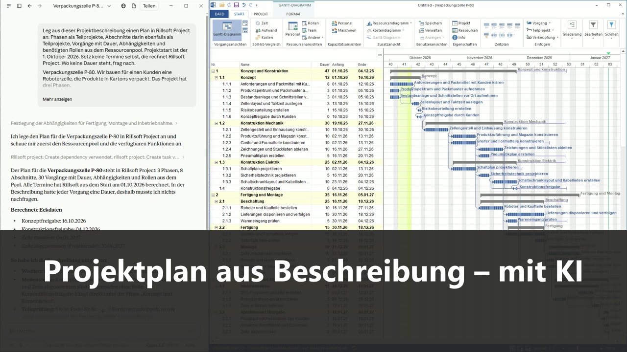 Projektplan aus einer Beschreibung anlegen mit KI – Rillsoft Project